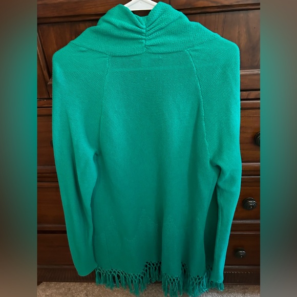Like New Lilly Pulitzer Light Green Tatum Fringe Cardigan, Size Large - Picture 6 of 12